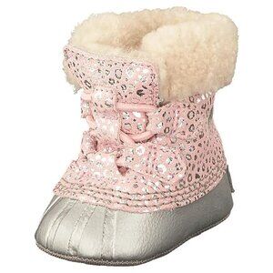 NEW Sorel Kid Infant Caribootie Pink Lamb Fur Lined Mid Calf Winter Boot